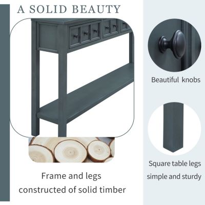 Rustic 60" Entryway Console Table with Drawers and Shelf