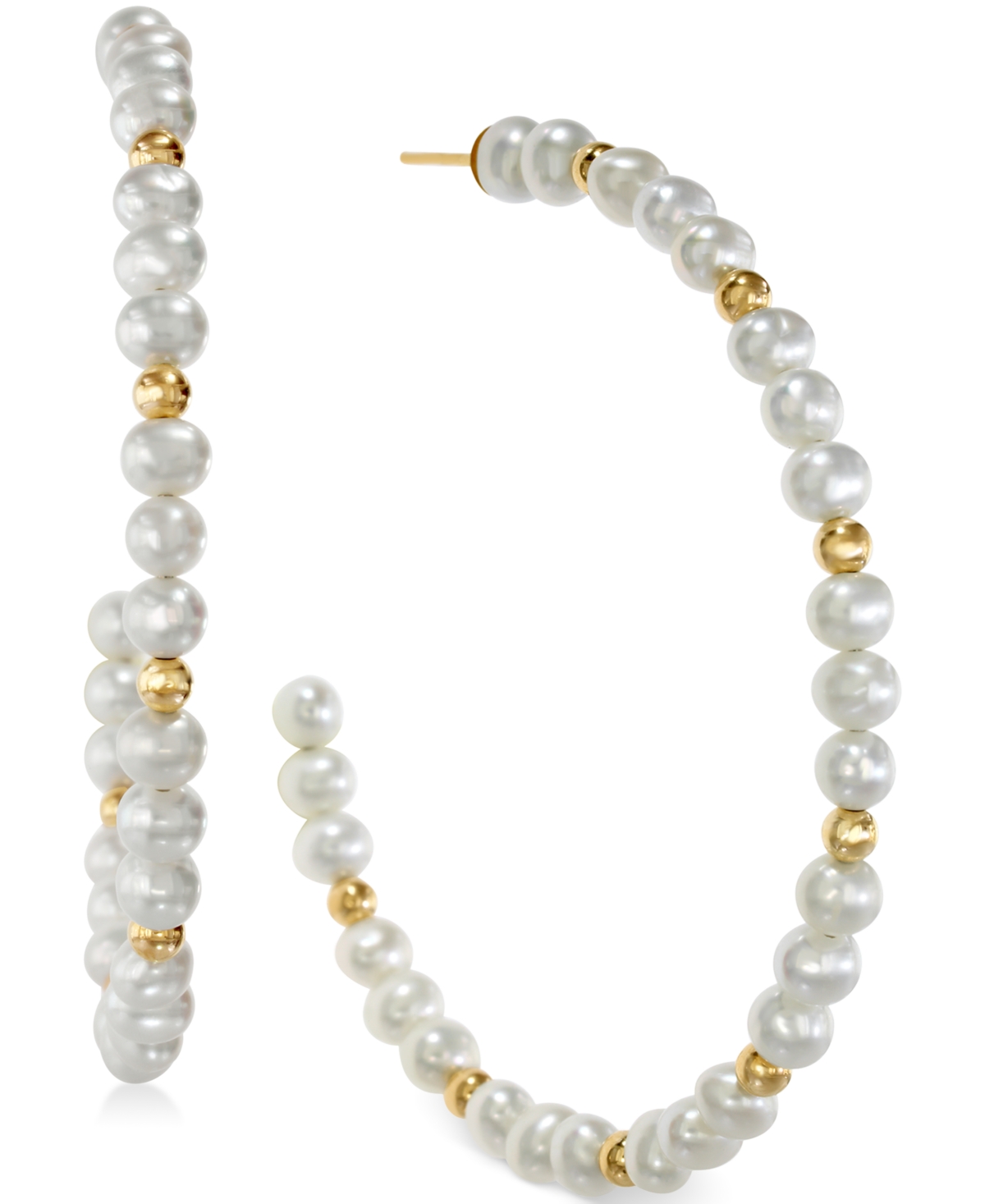 Effy Collection Effy Cultured Freshwater Pearl Hoop Earrings in 14k Gold