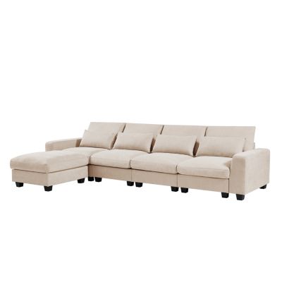 Feather Filled L-Shape Convertible Sectional Sofa