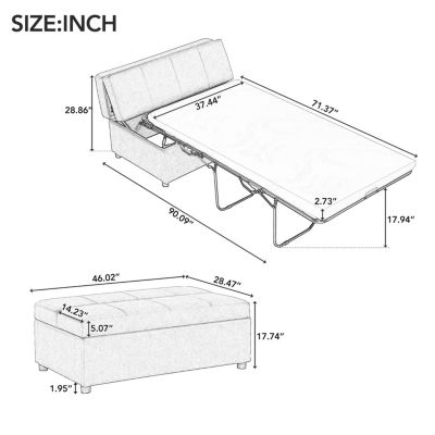Folding Twin Sleeper Ottoman Bed with Mattress