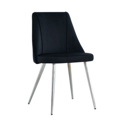 Set of 4 Modern Black Velvet Dining Chairs with Chrome Legs