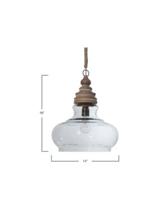 Distressed Mango Wood Ceiling Light Cream and Natural