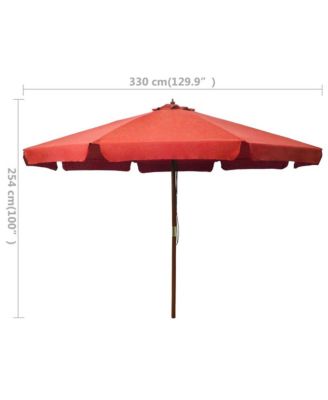 Garden Parasol with Wooden Pole 129.9" Terracotta