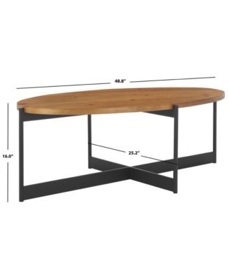 48.8" Oval Fir Wood Coffee Table with Black Metal Frame, Modern Minimalist Design for Living Room or Lounge