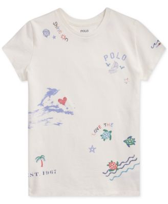 Polo Ralph Lauren - Big Girls Cotton Signature-Print T-Shirt