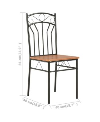 Dining Chair Set of 4 Brown and black MDF and Steel Standard