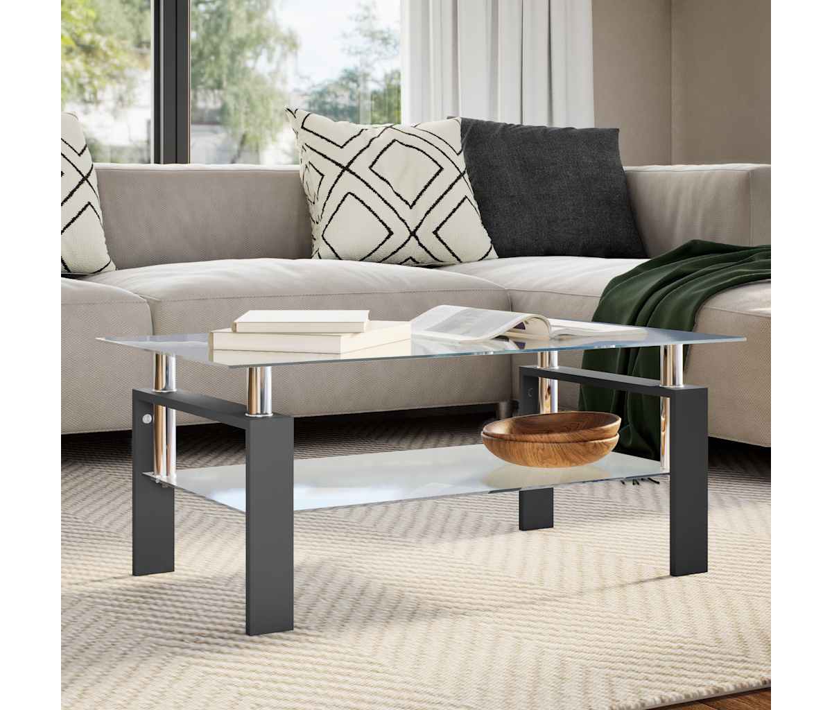 vidaXL Coffee Tableand Transparent 37.4