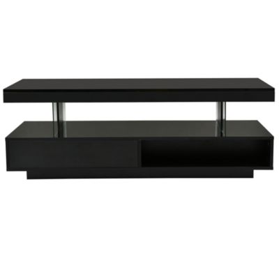 LED Coffee Table With Storage and Display Shelves