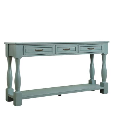 63" Wood Console Table with Drawers & Shelf