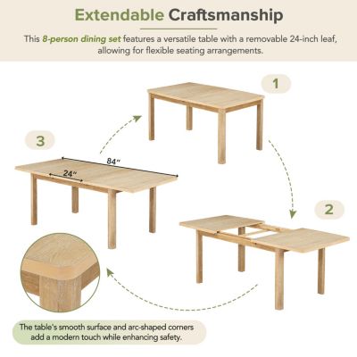 Streamdale 9-Piece Rustic Dining Set with Extendable Table