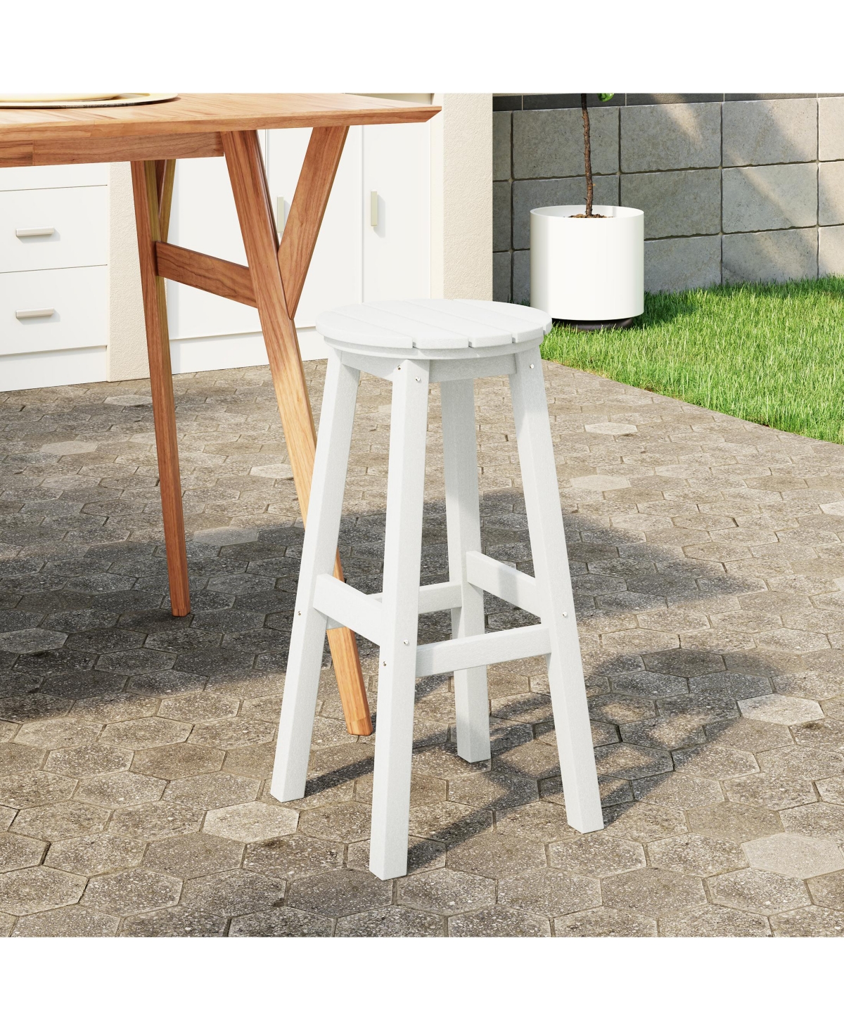 WestinTrends 29" Hdpe Outdoor Patio Round Bar Stool