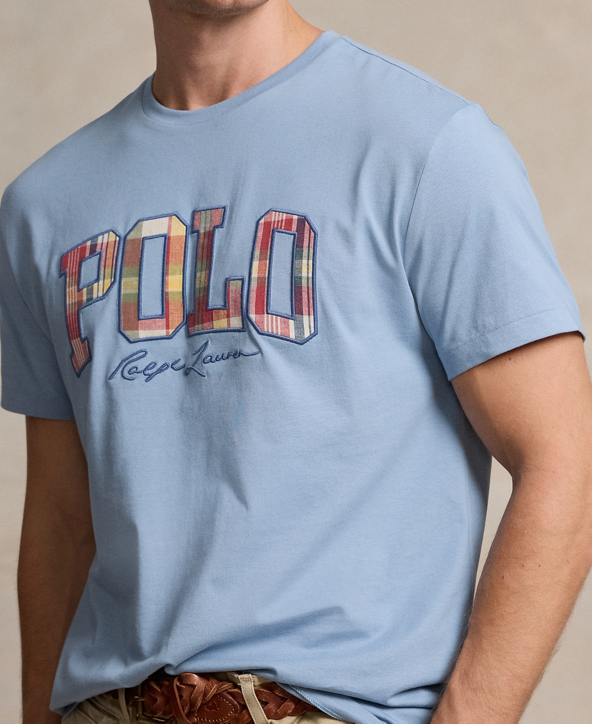 Polo Ralph Lauren Men's Classic-Fit Plaid-Logo Jersey T-Shirt