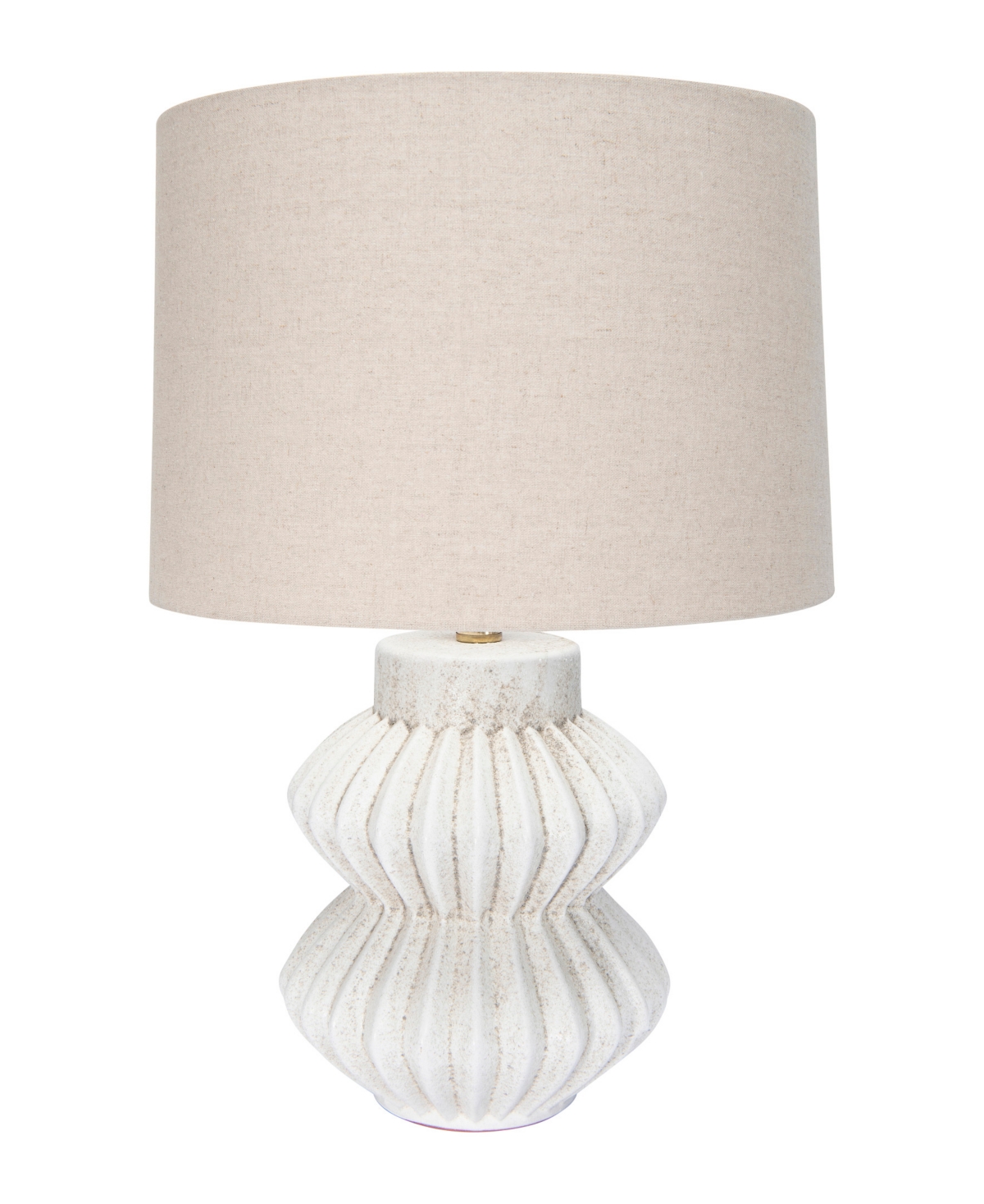 Storied Home Fluted Terra-cotta Table Lamp With Linen Shade Distressed White In Grey