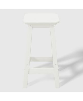 24" HDPE Outdoor Patio Counter High Backless Square Bar Stool