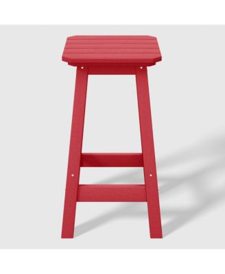 24" HDPE Outdoor Patio Counter High Backless Square Bar Stool