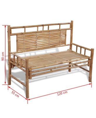Bench Natural Bamboo 47.2 in wide Sturdy Garden Bench