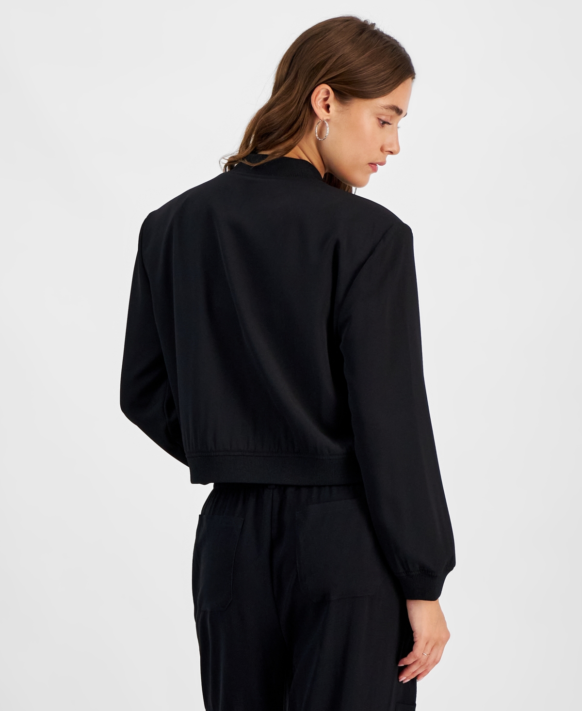 Bar Iii Petite Snap-Up Bomber Jacket, Created for Macy's