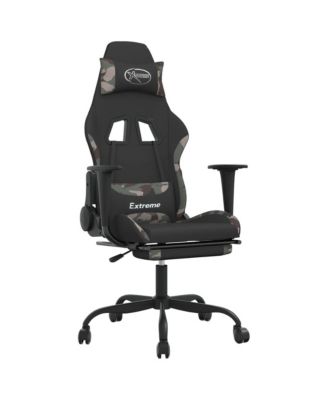 Gaming Chair with Footrest Black and Camouflage Fabric