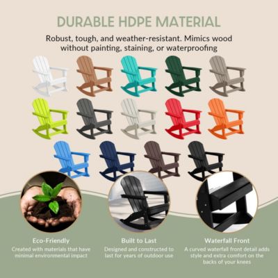 3 Piece set Outdoor Patio Poly Adirondack rocking chairs with side table