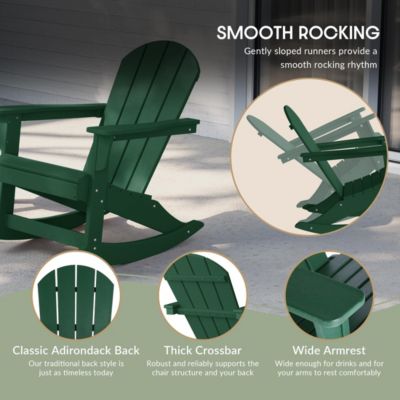 3 Piece set Outdoor Patio Poly Adirondack rocking chairs with side table