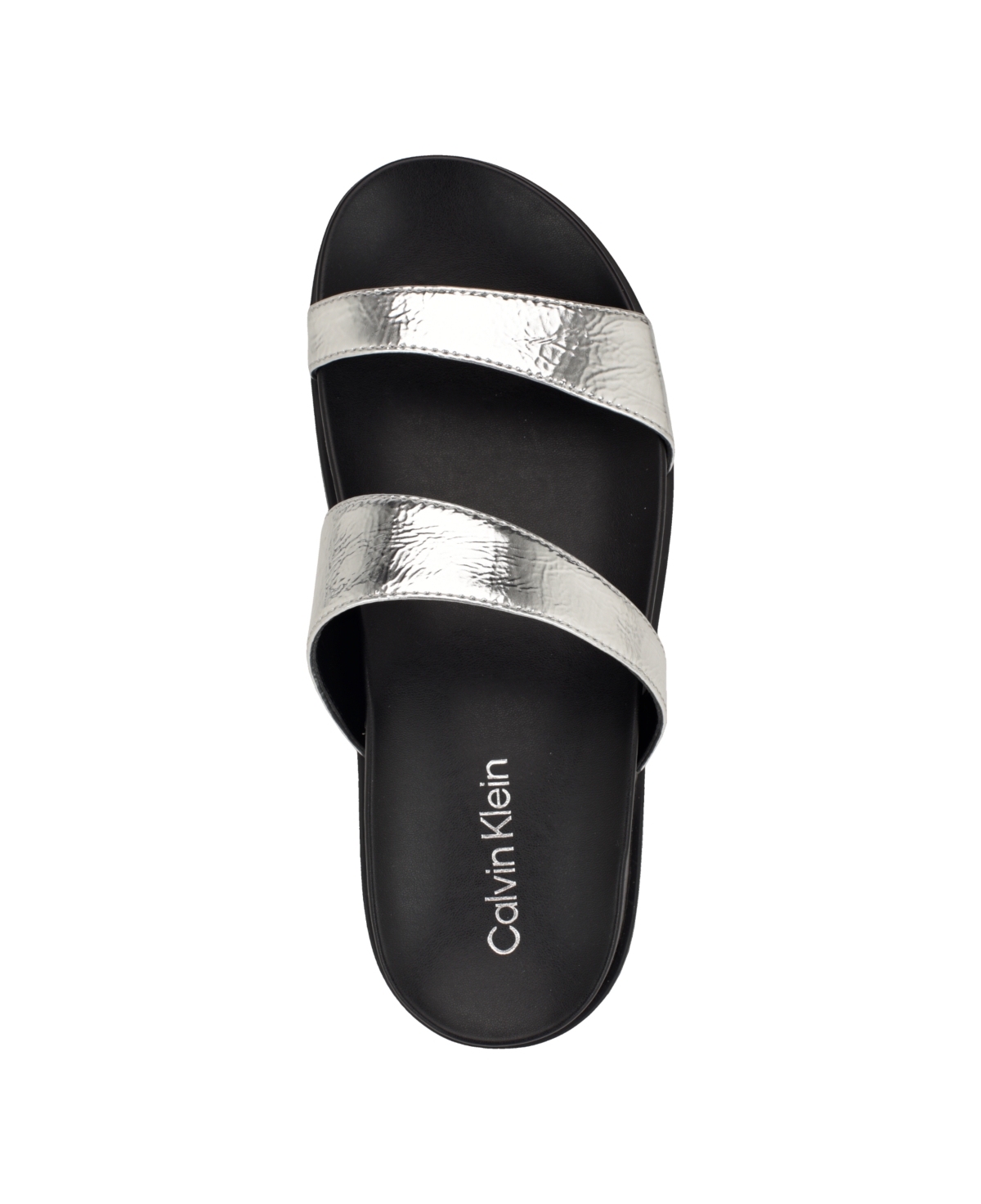 Shop Calvin Klein Women's Explore Slip-on Strappy Causal Sandals In Silver