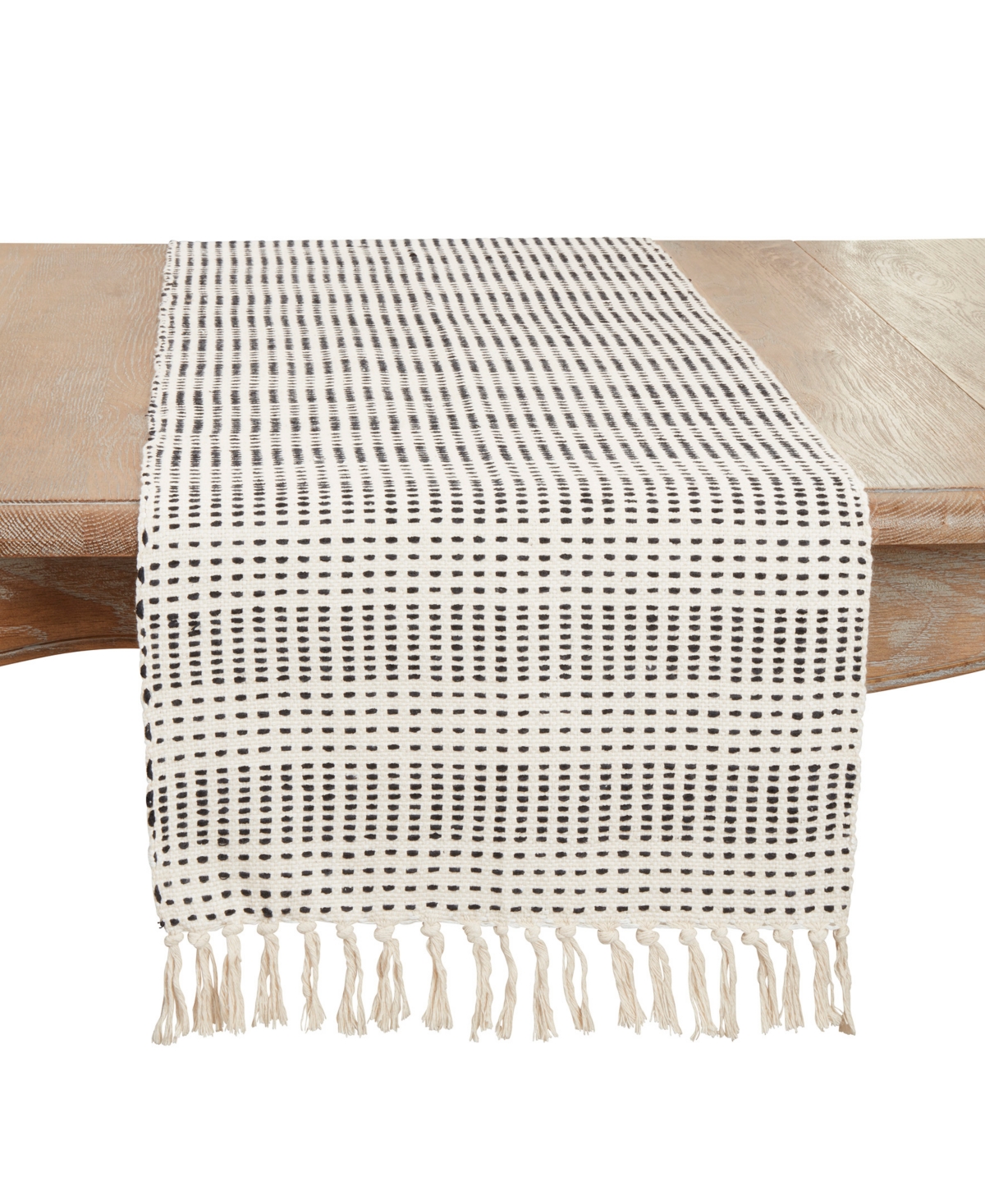 Saro Lifestyle Contemporary Dash Stripe Table Runner, 16"x72" In Natural