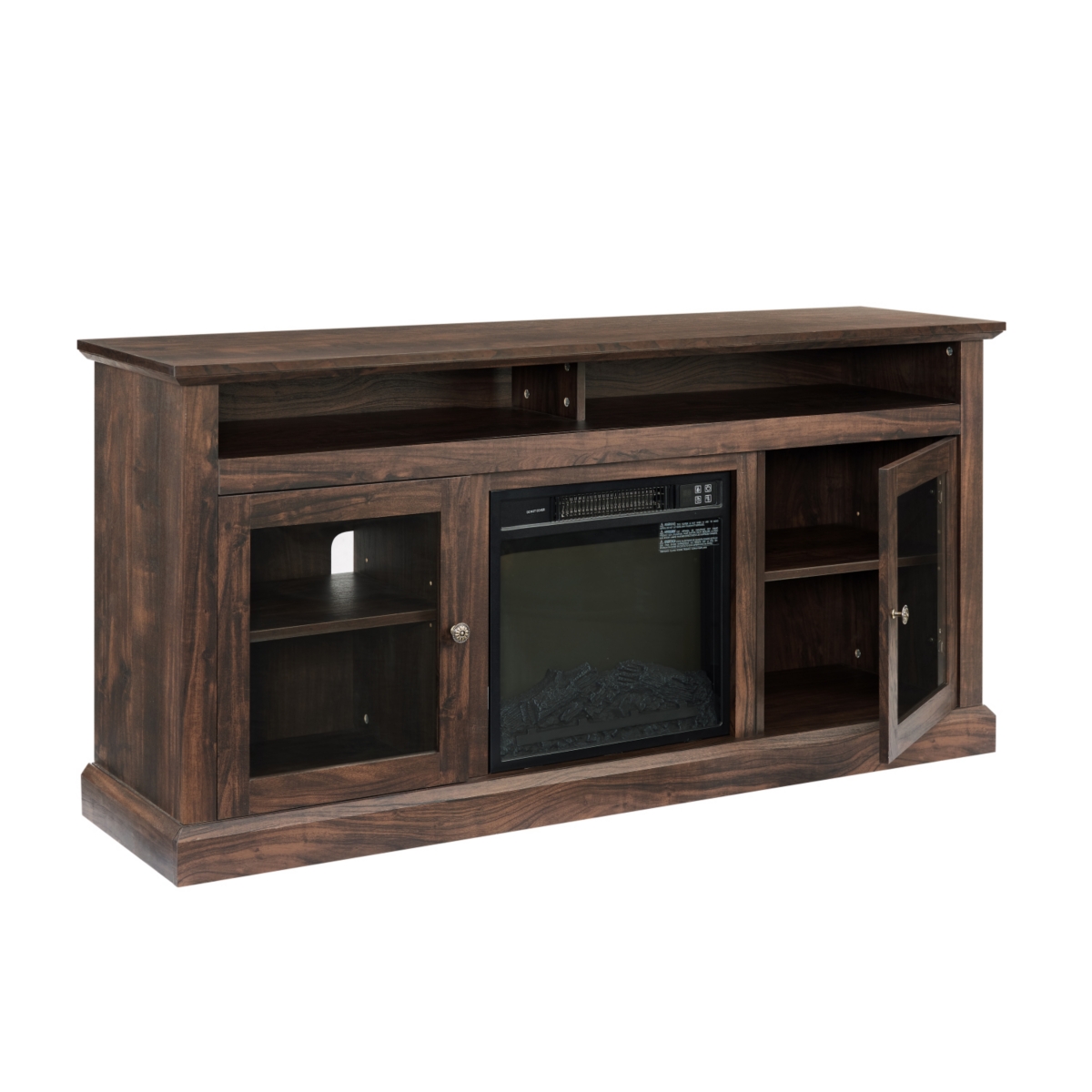 Simplie Fun Modern Tv Media Stand with 18" Fireplace Insert, 60" Wx15.75" Dx29"