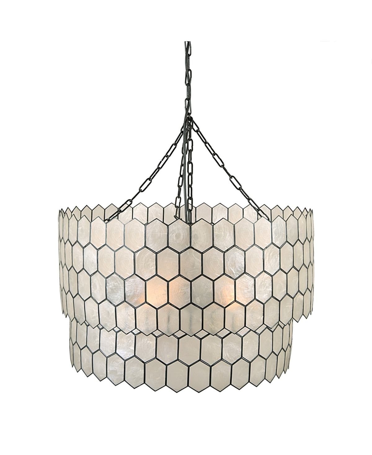 Storied Home 2-tier Capiz Honeycomb Chandelier White And Black In Black