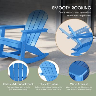 3 Piece set Outdoor Patio Poly Adirondack rocking chairs with side table