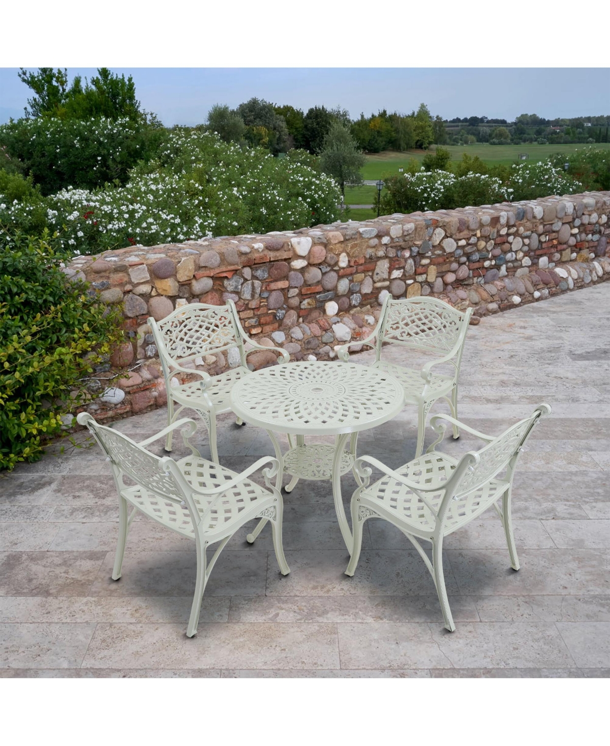 Mondawe 5-Pieces Back Cast Aluminum Patio Dining Seating Set Ourdoor Seating Set for Patio