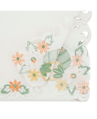 Saro Lifestyle Embroidered Easter Eggcellent Table Runner Collection In White