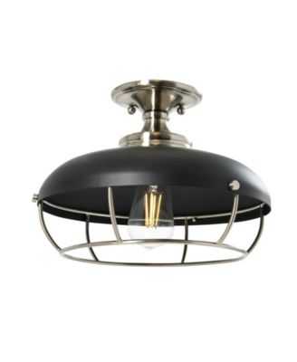 Presley - Caged Dome Metal Semi-Flush Mount Ceiling Light Brushed Nickel