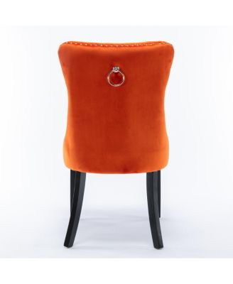 Modern Velvet Upholstered Dining Chair Set, Orange