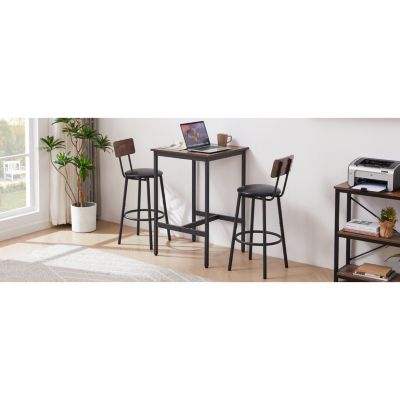 Bar Table Set with 2 Stools, 23.62" W X 23.62" D X 35.43"