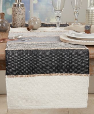 Jute Accent Stripe Table Runner, 16"x72"