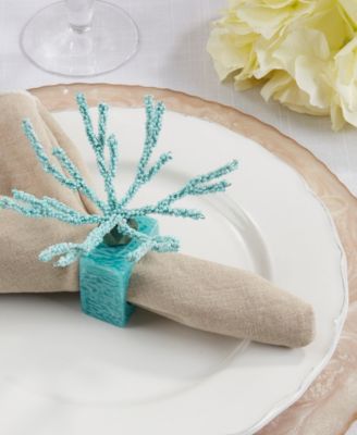 Coral Breeze Beaded Resin Napkin Ring Set of 4,