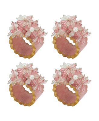 Beaded Petal Delight Resin Napkin Ring Set of 4,