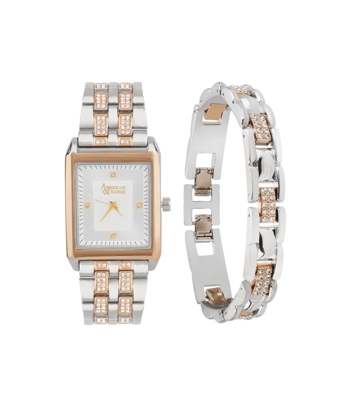 Men's Crystal Bracelet Watch 33mm Gift Set - Gold