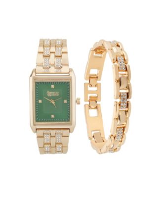 American Exchange Mens Crystal Bracelet Watch 33mm Gift Set - Gold 25$