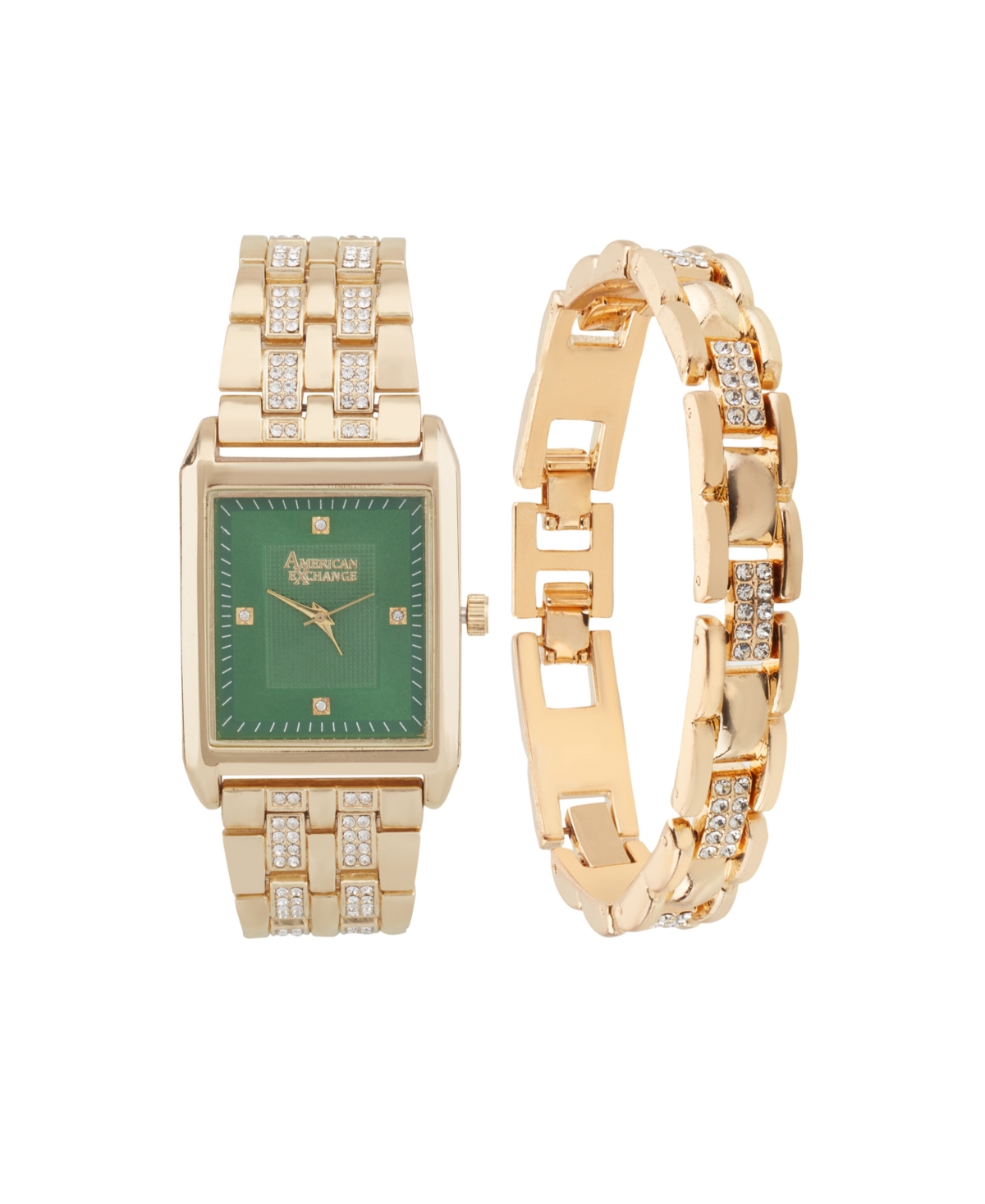 Men's Crystal Bracelet Watch 33mm Gift Set - Gold