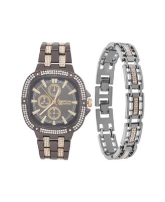 Men's Crystal Bracelet Watch 46mm Gift Set