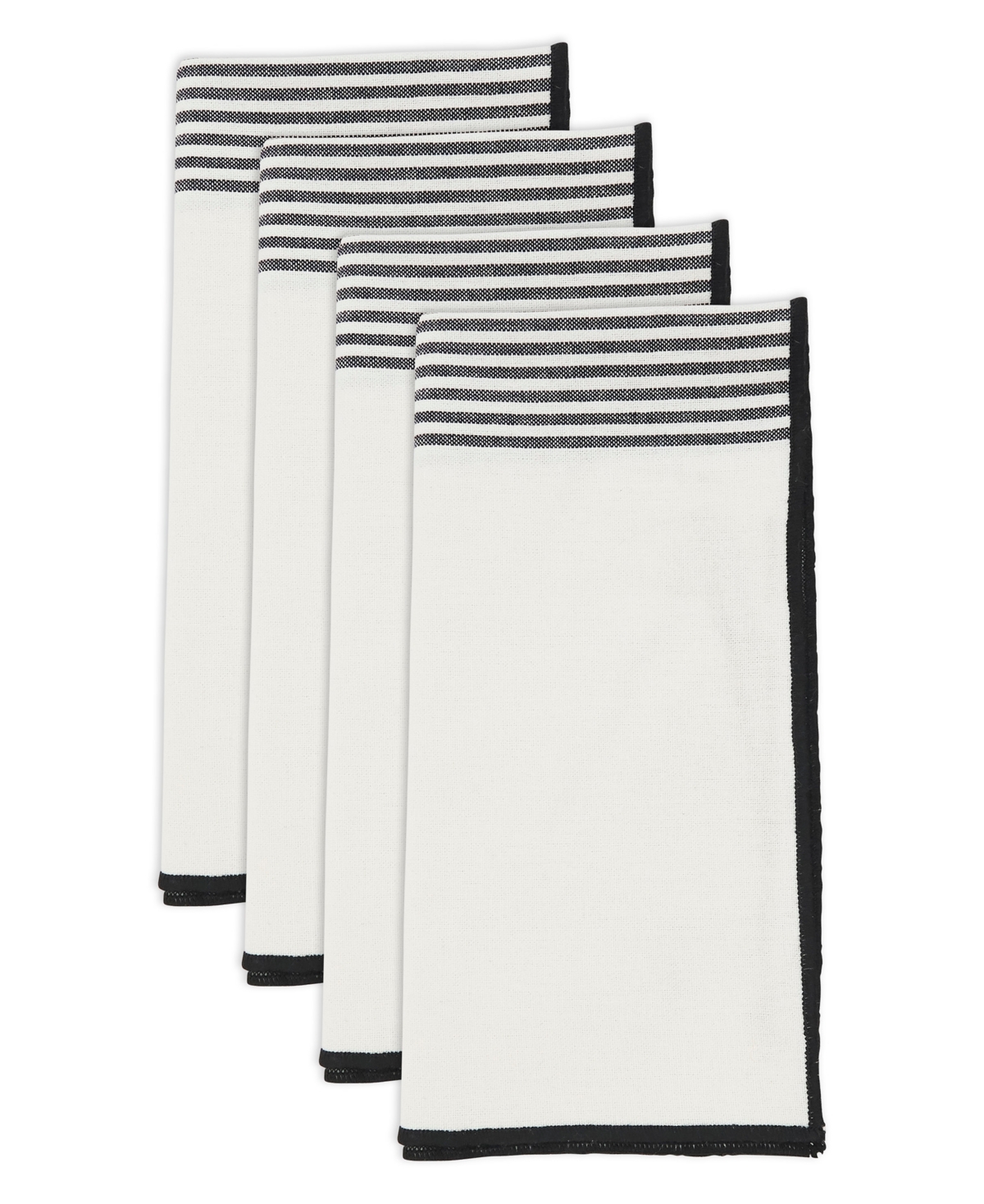 Saro Lifestyle Classic Elegance Striped Napkin Set Of 4, 20"x20" In Black,white
