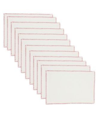 Celena Collection Whip Stitched Design Cotton Placemat Set of 12, 13"x19"