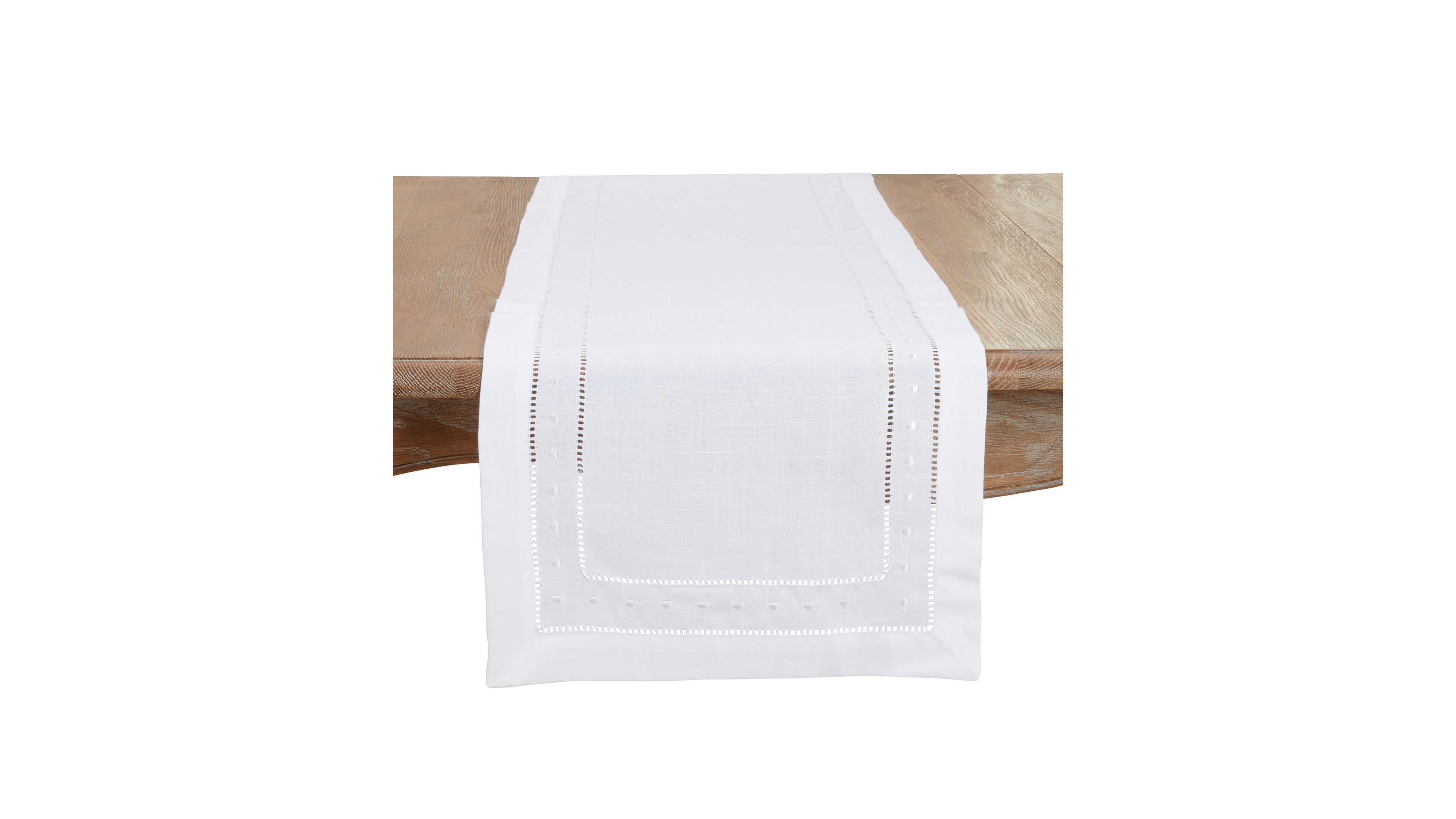 Saro Lifestyle Classic Hemstitch with Embroidered Border Table Runner, 16"x45"