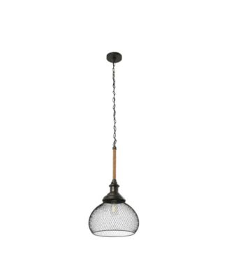 Martha - Woven Metal and Natural Rope Ceiling Light Black