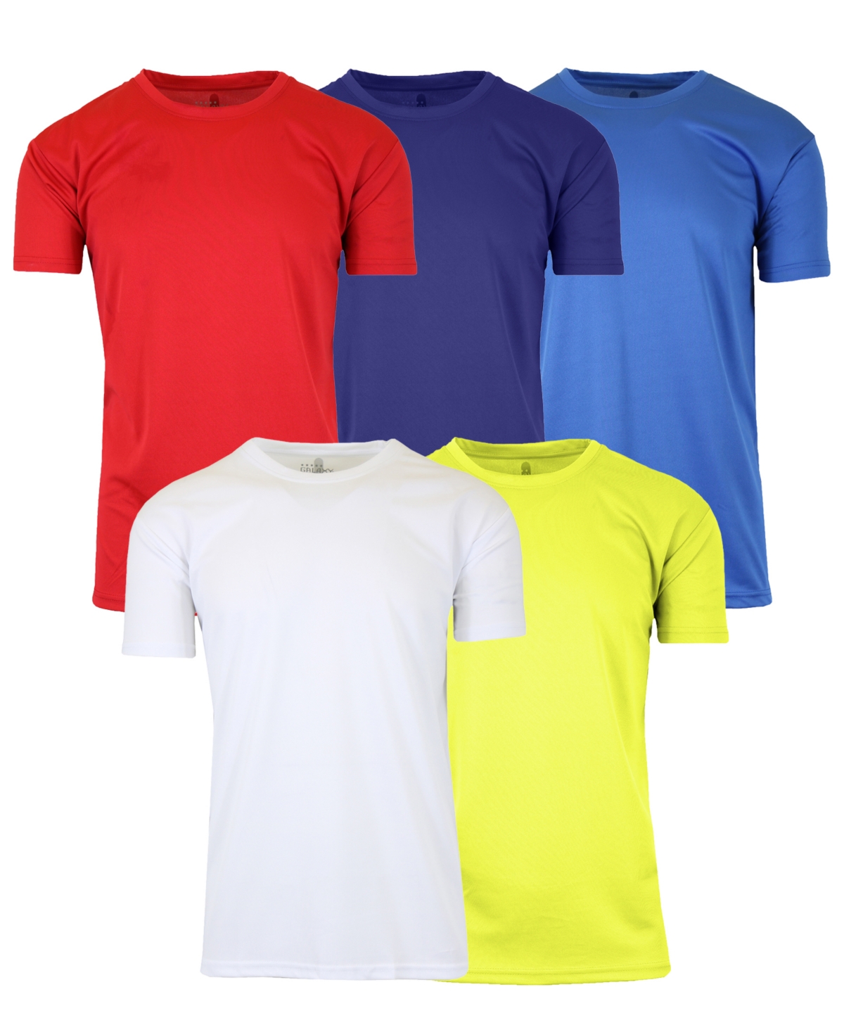 Galaxy By Harvic Men's Short Sleeve Moisture-wicking Quick Dry Performance Crew Neck Tee -5 Pack In Black Multi 1