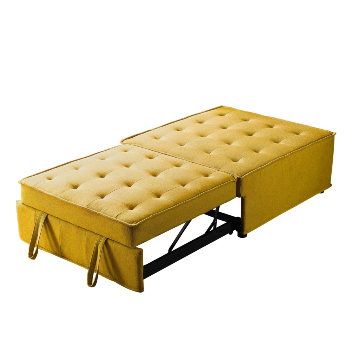 Streamdale Furniture Multipurpose Linen Fabric Ottoman Lazy Sofa Pulling Out Sofa Bed - Yellow