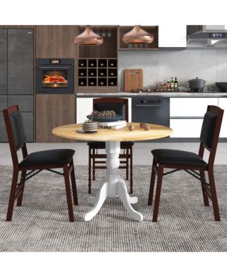 4-Person Dining Table Wooden Kitchen Table with Solid Rubber Wood Frame for Kitchen