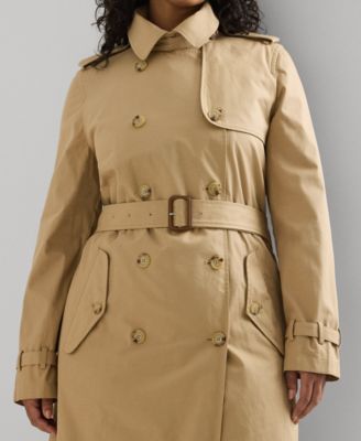 Plus Size Double-Breasted Trench Coat