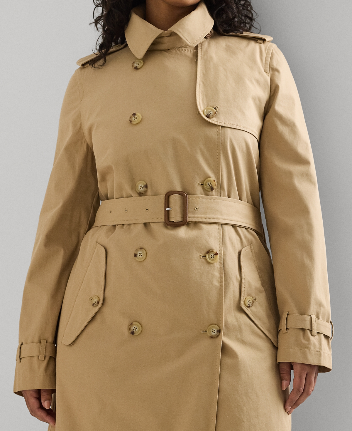 Ralph Lauren Plus Size Double-breasted Trench Coat In Birch Tan